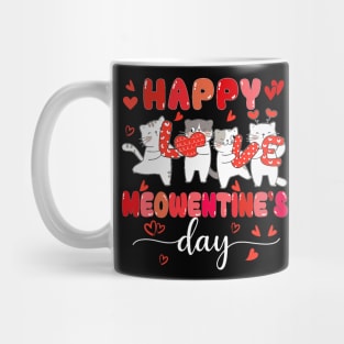 Cute Cat Happy Meowentines Valentines Days Womens Girls Mug